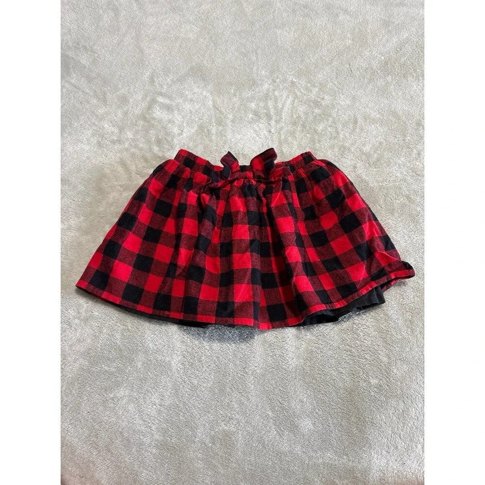 girls skirt buffalo plaid checkered holiday bow red black back to school party